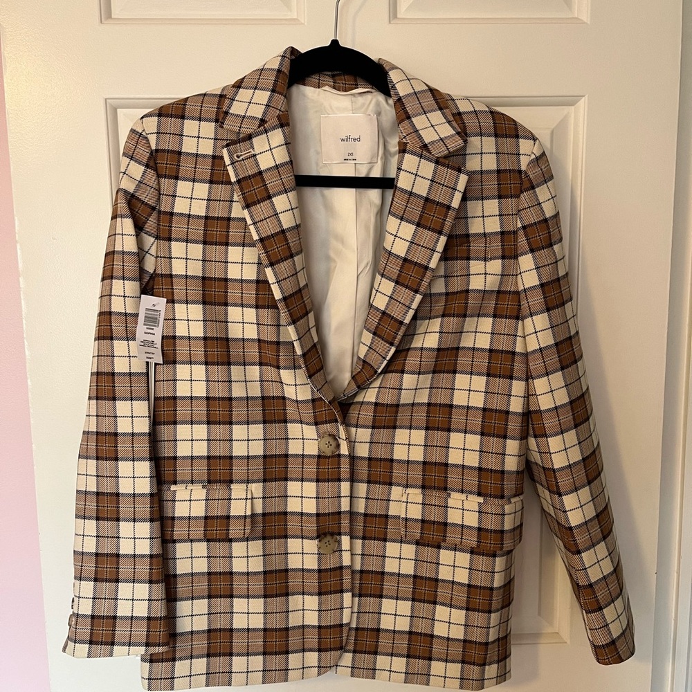 Wilfred Women's Plaid Blazer - Brown and Cream